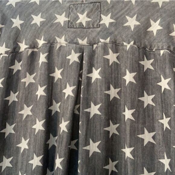 RAILS DENIM CHAMBRAY GREY WHITE STAR PRINT LYOCELL TENCEL BUTTON DOWN SHIRT SM - Picture 10 of 13